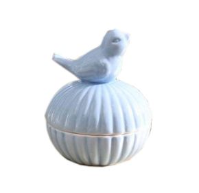 Ceramic Decoration Storage Box Vintage Style Jewelry Box; Blue Bird