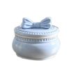 Ceramic Decoration Storage Box Vintage Style Jewelry Box; Blue Bowknot