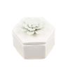 Ceramic Decoration Storage Box Rhombus-shaped Jewelry Box; Green Flower