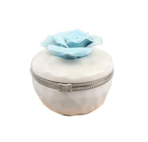 Lovely Flower Ceramic Round Jewelry Box Organizer Storage Case for Rings Bracelet Necklace Earrings