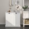 Eco-Friendly Two-Compartment Tilt-Out White Laundry Sorter Cabinet with Removable Cloth Bags