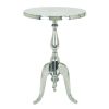 Traditional Style Aluminum Accent Table With Pedestal Base, Silver