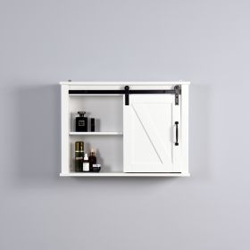 Bathroom Wall Cabinet with 2 Adjustable Shelves Wooden Storage Cabinet with a Barn Door 27.16x7.8x19.68 inch