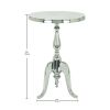 Traditional Style Aluminum Accent Table With Pedestal Base, Silver