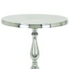 Traditional Style Aluminum Accent Table With Pedestal Base, Silver