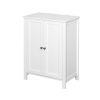 White Wooden Floor Storage Cabinet with Double Door Adjustable Shelf - Elegant Bathroom Organizer