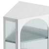 Glass Door Wall Mounted Corner Cabinet with Featuring Four-tier Storage for Bedroom, Living Room, Bathroom, Kitchen, White