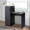 Black embossed particle board with melamine H-type 104.5*49*120cm, one door and three drawers, computer desk, 2 USBs, 2 power sockets