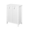 White Wooden Floor Storage Cabinet with Double Door Adjustable Shelf - Elegant Bathroom Organizer