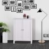 White Wooden Floor Storage Cabinet with Double Door Adjustable Shelf - Elegant Bathroom Organizer