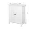 White Wooden Floor Storage Cabinet with Double Door Adjustable Shelf - Elegant Bathroom Organizer