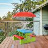 Kids Picnic Folding Table and Bench Set with Umbrella