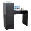 Black embossed particle board with melamine H-type 104.5*49*120cm, one door and three drawers, computer desk, 2 USBs, 2 power sockets