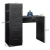 Black embossed particle board with melamine H-type 104.5*49*120cm, one door and three drawers, computer desk, 2 USBs, 2 power sockets