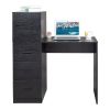 Black embossed particle board with melamine H-type 104.5*49*120cm, one door and three drawers, computer desk, 2 USBs, 2 power sockets