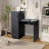 Black embossed particle board with melamine H-type 104.5*49*120cm, one door and three drawers, computer desk, 2 USBs, 2 power sockets