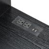 Black embossed particle board with melamine H-type 104.5*49*120cm, one door and three drawers, computer desk, 2 USBs, 2 power sockets