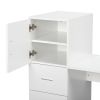 White embossed particle board with melamine H-type 104.5*49*120cm, one door and three drawers, computer desk, 2 USBs, 2 power sockets