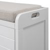 TREXM Storage Bench with Removable Basket and 2 Drawers, Fully Assembled Shoe Bench with Removable Cushion (White)