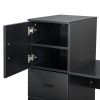 Black embossed particle board with melamine H-type 104.5*49*120cm, one door and three drawers, computer desk, 2 USBs, 2 power sockets