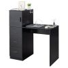 Black embossed particle board with melamine H-type 104.5*49*120cm, one door and three drawers, computer desk, 2 USBs, 2 power sockets