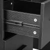 Black embossed particle board with melamine H-type 104.5*49*120cm, one door and three drawers, computer desk, 2 USBs, 2 power sockets