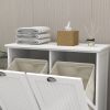 Eco-Friendly Two-Compartment Tilt-Out White Laundry Sorter Cabinet with Removable Cloth Bags