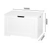 White Lift Top Entryway Storage Cabinet with 2 Safety Hinge;  Wooden Toy Box