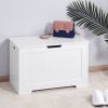 White Lift Top Entryway Storage Cabinet with 2 Safety Hinge;  Wooden Toy Box