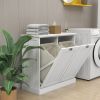 Eco-Friendly Two-Compartment Tilt-Out White Laundry Sorter Cabinet with Removable Cloth Bags