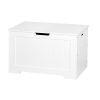 White Lift Top Entryway Storage Cabinet with 2 Safety Hinge;  Wooden Toy Box