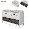 TREXM Storage Bench with Removable Basket and 2 Drawers, Fully Assembled Shoe Bench with Removable Cushion (White)