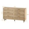 51.18"6-Drawers Rattan Storage Cabinet Rattan Drawer,for Bedroom,Living Room