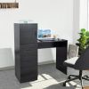 Black embossed particle board with melamine H-type 104.5*49*120cm, one door and three drawers, computer desk, 2 USBs, 2 power sockets