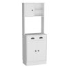 DEPOT E-SHOP Selmer Pantry Cabinet with Drawer and 3-Doors, White