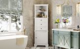 Triangle Tall Cabinet with 3 Drawers and Adjustable Shelves for Bathroom;  Kitchen or Living Room;  MDF Board with Painted Finish