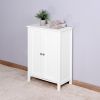 White Wooden Floor Storage Cabinet with Double Door Adjustable Shelf - Elegant Bathroom Organizer