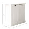 Eco-Friendly Two-Compartment Tilt-Out White Laundry Sorter Cabinet with Removable Cloth Bags