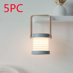 Foldable Touch Dimmable Reading LED Night Light Portable Lantern Lamp USB Rechargeable For Home Decor (Light color: Grey 5PC)