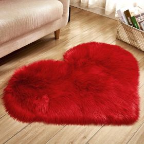 1pc Heart Shaped Area Rug, Plush Faux-Fur Carpet For Living Room & Bedroom, Home Decor Valentine's Day Decor 19.6in*23.6in/50cm*60cm (Color: Red)