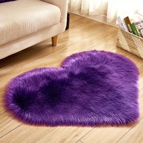 1pc Heart Shaped Area Rug, Plush Faux-Fur Carpet For Living Room & Bedroom, Home Decor Valentine's Day Decor 19.6in*23.6in/50cm*60cm (Color: Purple)