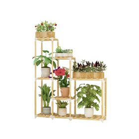 Wooden Multi-Tiered Plant Stand Perfect for Indoor and Outdoor Flower Display (size: B12)