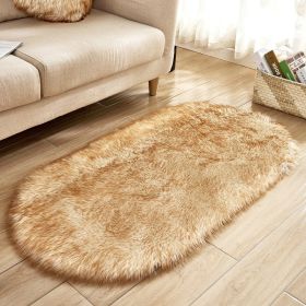 Fluffy 6cm Plush Carpet Fuzzy Wool Floor Mat Multicolor Oval Soft Living Room Bedroom Aldult Boys Girls Home Decor Cute Fashion (Color: white + yellow)