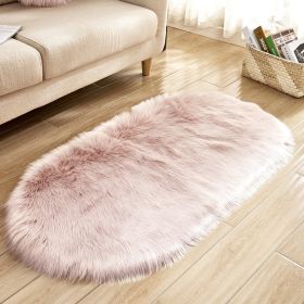 Fluffy 6cm Plush Carpet Fuzzy Wool Floor Mat Multicolor Oval Soft Living Room Bedroom Aldult Boys Girls Home Decor Cute Fashion (Color: light pink)