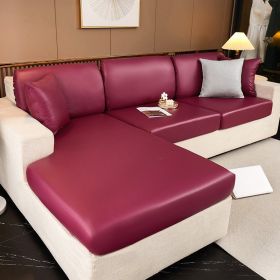 Waterproof technology fabric sofa cover, all inclusive, universal cushion, all season universal seat cushion, leather sofa cover, wholesale of hats (Color: Keyan wine red)