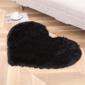 1pc, Plush Heart Shape Rug for Valentine's Day, Wedding Anniversary, and Home Decor - Soft PV Velvet Carpet for Living Room, Bedroom, and Bathroom (Color: Black)