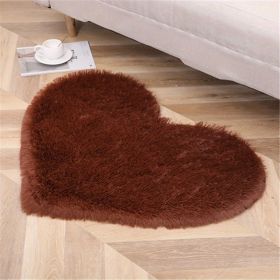 1pc, Plush Heart Shape Rug for Valentine's Day, Wedding Anniversary, and Home Decor - Soft PV Velvet Carpet for Living Room, Bedroom, and Bathroom (Color: coffee)