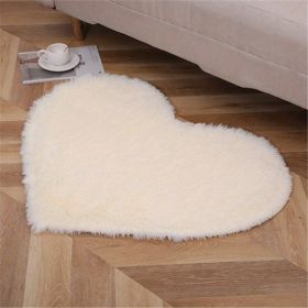 1pc, Plush Heart Shape Rug for Valentine's Day, Wedding Anniversary, and Home Decor - Soft PV Velvet Carpet for Living Room, Bedroom, and Bathroom (Color: Cream Color)