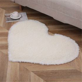 1pc, Plush Heart Shape Rug for Valentine's Day, Wedding Anniversary, and Home Decor - Soft PV Velvet Carpet for Living Room, Bedroom, and Bathroom (Color: Beige White)