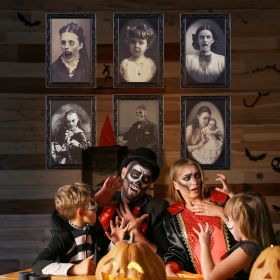 Halloween Decoration 3D Changing Face Moving Picture Frame Portrait Horror For Horror Party Decors Home Decorations (Color: Ghost Painting 3pcs A)